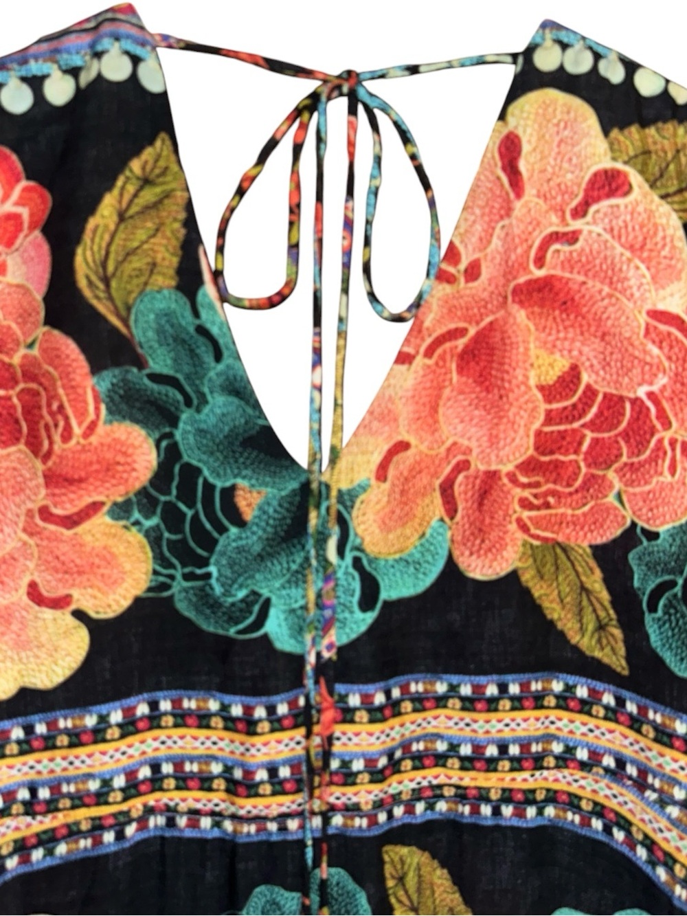 FARM Rio Rosario Maxi Dress Anthropologie Vibrant Floral & Geometric Print Sz L - Picture 9 of 12